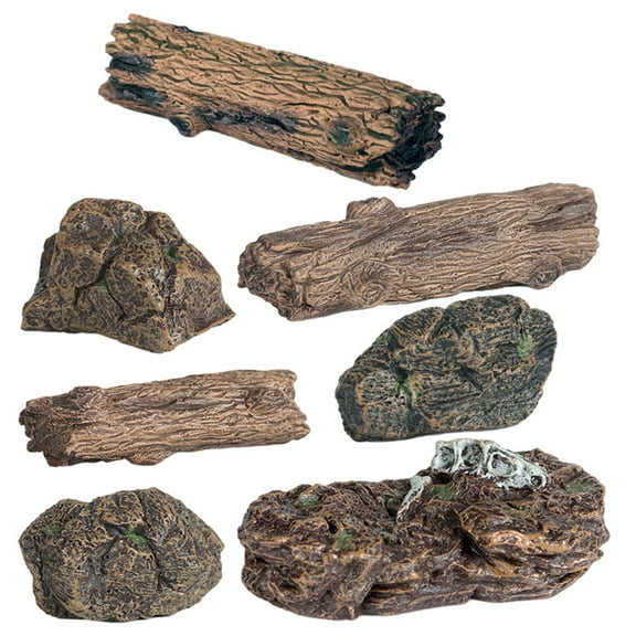 Raindrops 7pcs Micro Landscape Adornment Mini Stone Trunk Model Miniature Scene Decorative Models