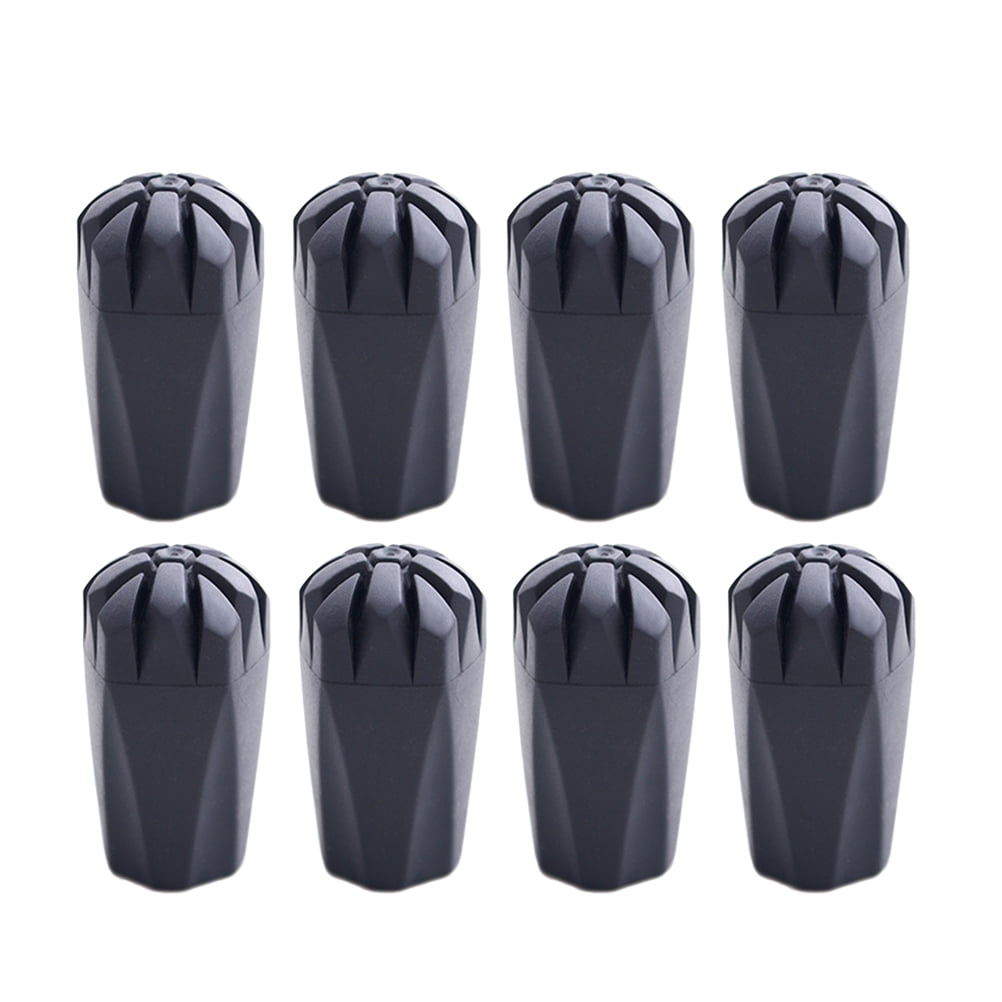 Raindrops 8 Pcs/2 Sets Tips Trekking Cane Tip Protectors Hiking Pole Replacement Walking Stick Head Protect Equipment Accessory (Black)