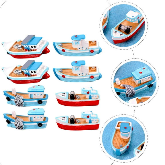 Raindrops 8 Pcs Beach Sea Decor Miniature Boats Mediterranean Style Ornaments Models