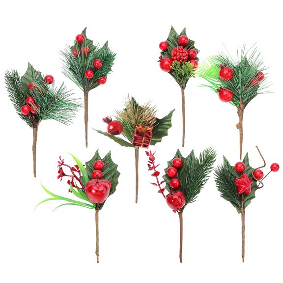 Raindrops  8 Pcs Christmas Simulation Berry Bouquet DIY Branches Grape Artificial Red Berries Stems Party