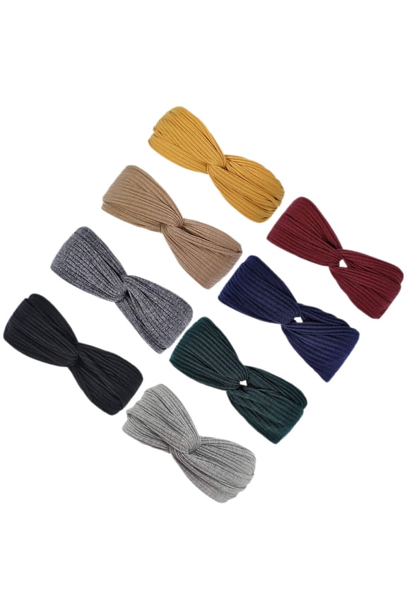 Breathable Twisted Turban Headband 8Pcs Olive Green for Beach and Parties Women