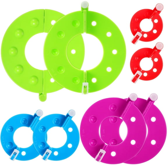 Raindrops Pompom Makers Set of 8 Practical Fluff Ball Weaving Tools for DIY Crafts in Assorted Colors
