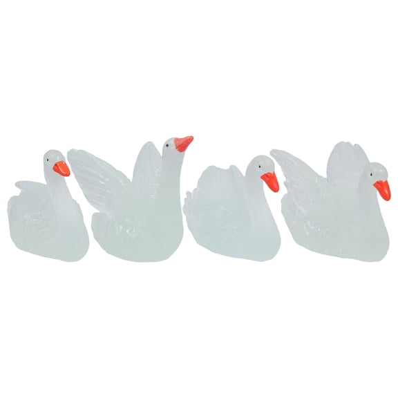 CHICHUMID 8Pcs Swan Figurines Resin Swan Decorations for Home Night Glow Micro Landscaping