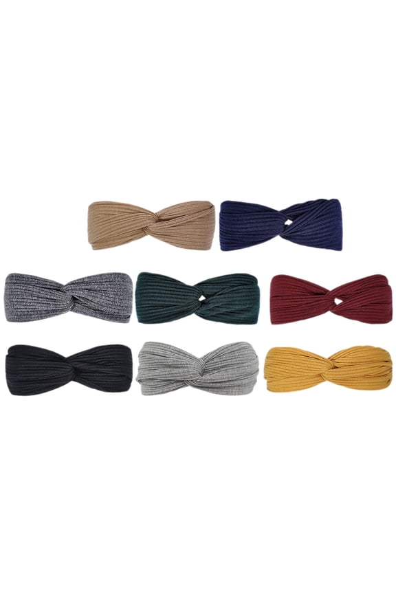 Breathable Twisted Turban Headband 8Pcs Olive Green for Beach and Parties Women