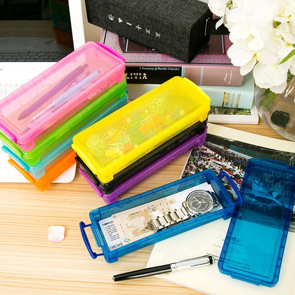 Raindrops  8 Pcs Plastic Pencil Case Clear Storage Portable Container Travel