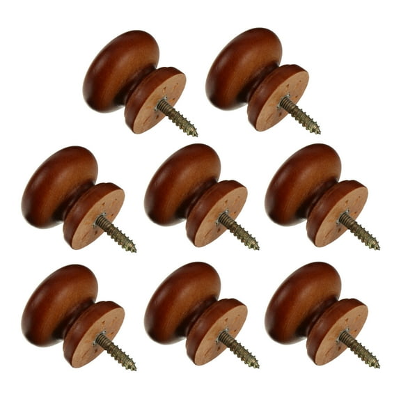 Raindrops 8 Pcs Round Solid Wood Handle Rust-resistant Knobs 3.90X3.30X3.30CM Coffee