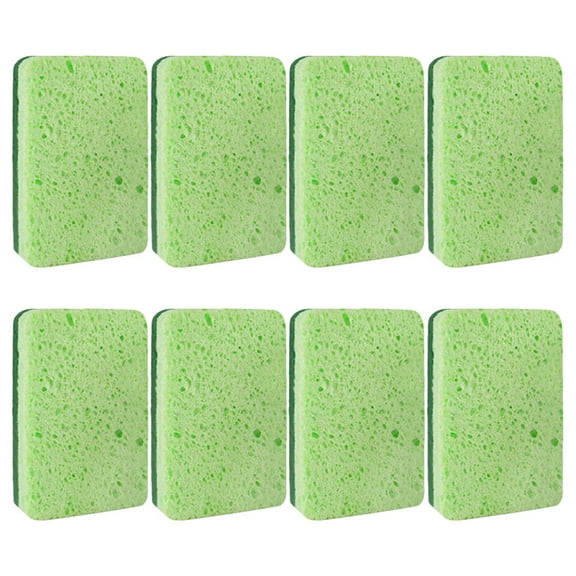 Raindrops 8 Pcs Sponges Scouring Pad Dish Scrubber Cleaning Heavy Duty Sponge 11X7CM Green