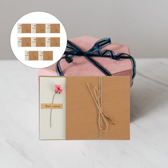 Raindrops 8 Pcs Thanksgiving Dried Flower Greeting Card You Cards Bride Mother