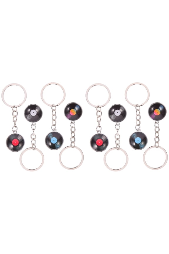 8 Pcs Vinyl Record Keyring Decorative Vinyl Record Key Chain Record Key Ring for Gift
