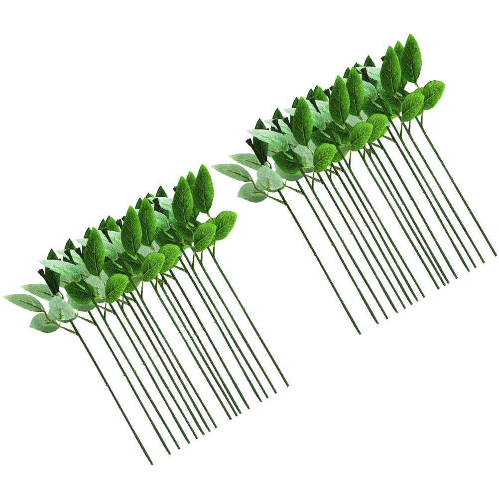 USHOBE Handmade Material Green Artificial Rose Stems for Creative Projects 80Pcs