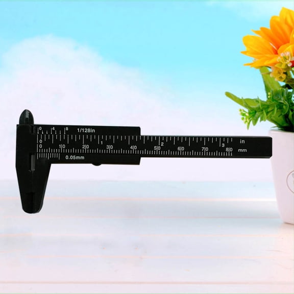 Raindrops 80mm Black Plastic Vernier Caliper Gauge for Jewelry Button Measuring with Step Depth