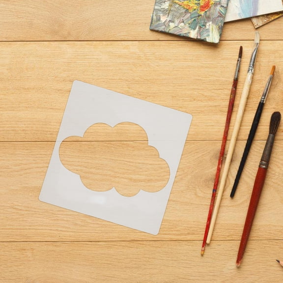 Raindrops 8Pcs White Plastic Cloud Stencil Kit Reusable Templates for Wall Wood Fabric