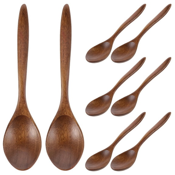 Raindrops 8Pcs Brown Wave Shape Multipurpose Small Soup Spoons For Family Friends 6.88x1.38x0.20Inch