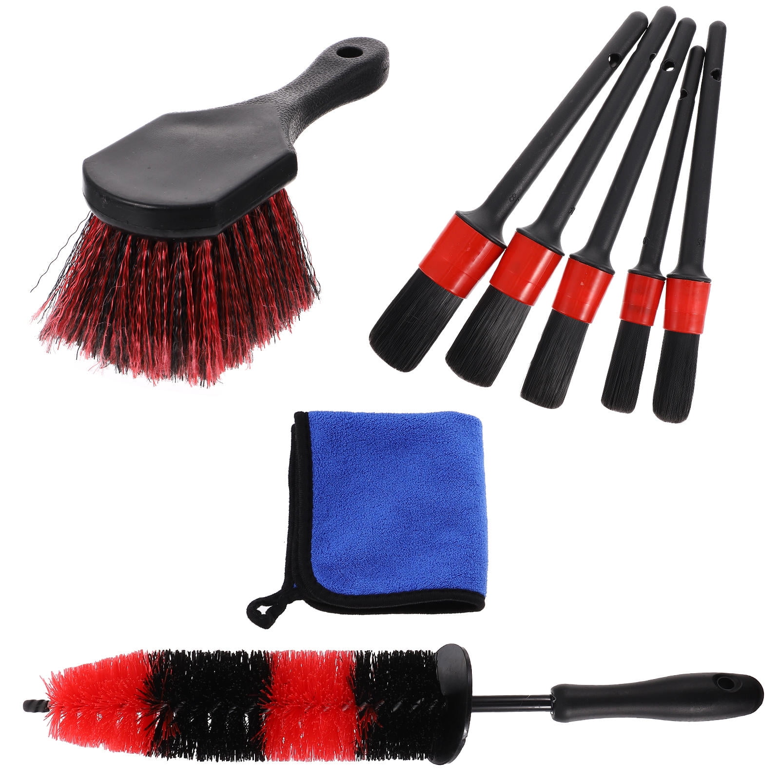 Raindrops 8Pcs Car Detailing Brushes Set with ABS Fiber Non-woven Fabric for Wheel and Tire Cleaning