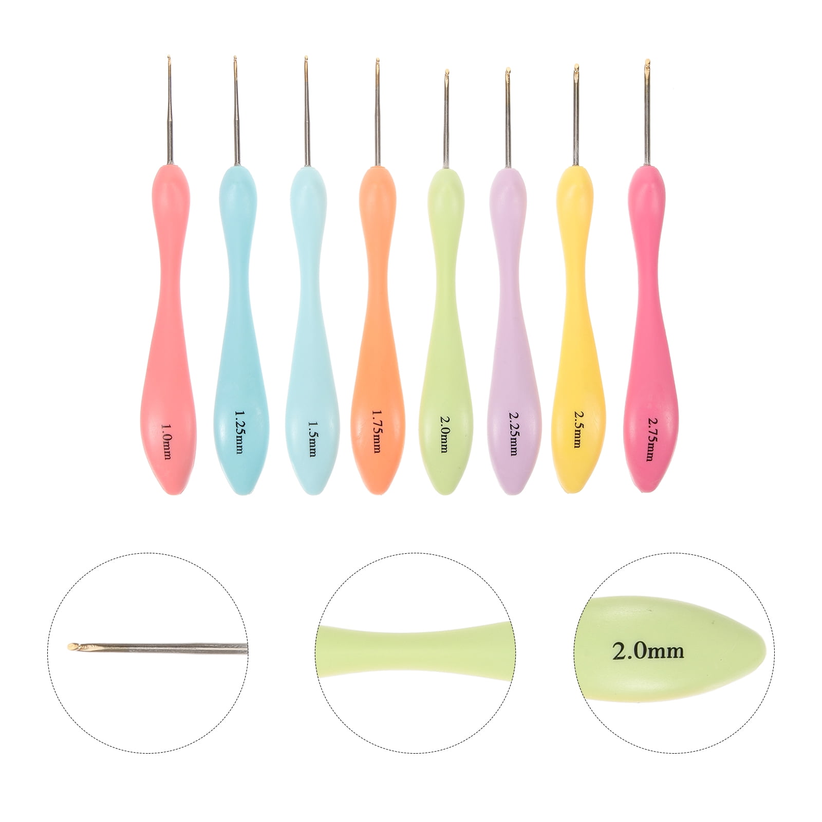 Raindrops 8Pcs Crochet Needles Pin Assorted Color Curved Handle for Family Members DIY Projects