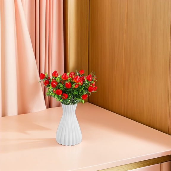 Raindrops 8Pcs Artificial Strawberry Branches with Realistic Plastic Stems for Indoor Home Decor