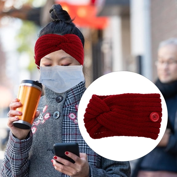 FOMIYES Soft Wool Knit Headbands with Button Detail, Cozy and Warm Ear Warmers in Various Assorted Colors for Women