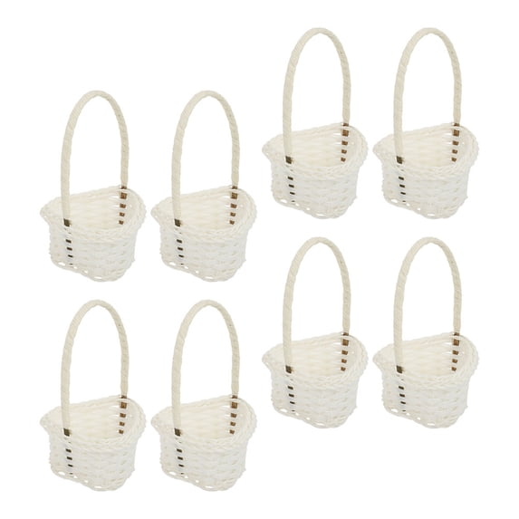 Raindrops 8Pcs Picking Rattan Basket Lightweight White 3.5x5.9in