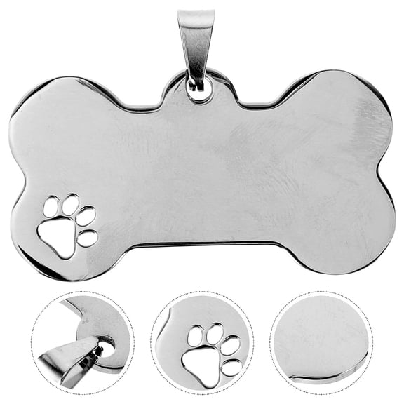 Raindrops 8Pcs Lightweight Plated Silver Stainless Steel Dog Tags Bone Shape for Pet Identification