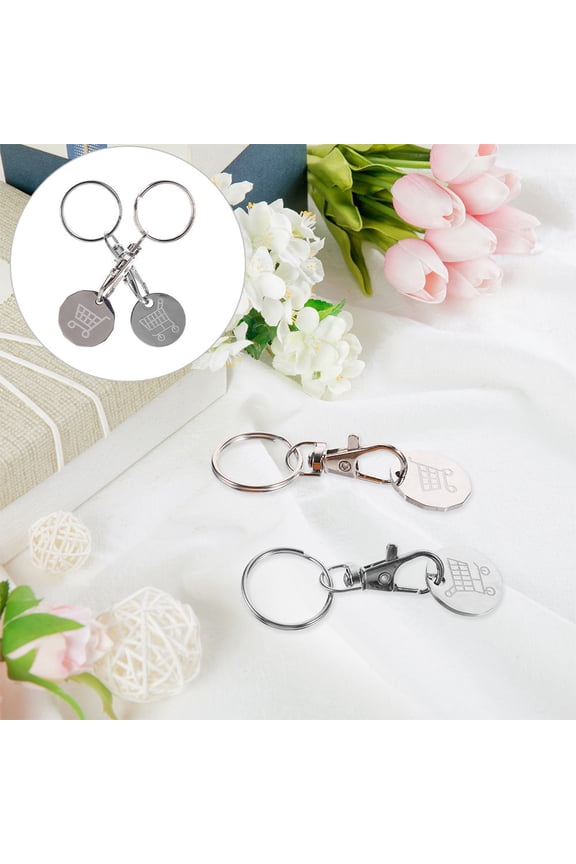 8Pcs Stainless Steel Shopping Cart Token Keychain Sleek Key Rings for Everyday Carry