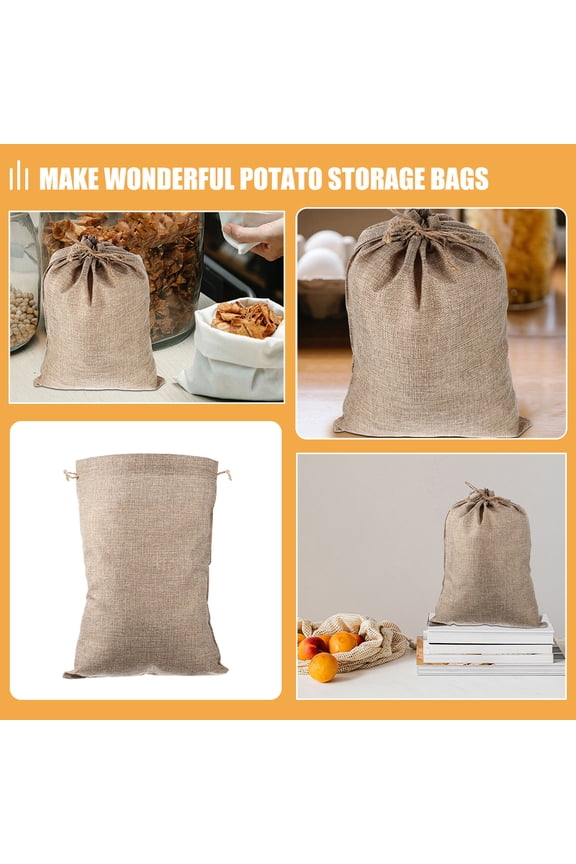 Khaki Burlap Potato Sack Bags with Drawstring Closure for Home Storage, Organization, and Multi-Purpose Use