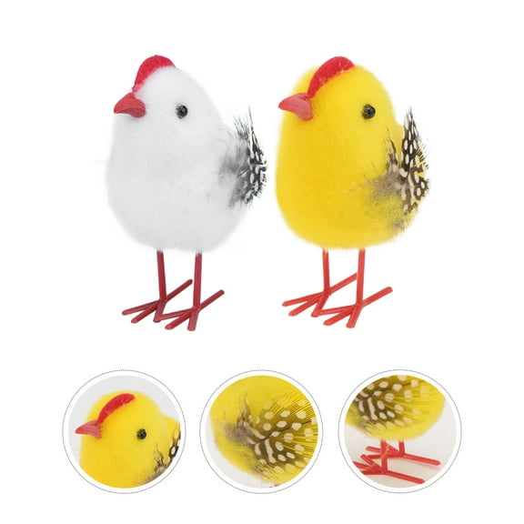 Raindrops 8Pcs White Simulation Chicken Decor Easter Festival Prop for Door Window Wall