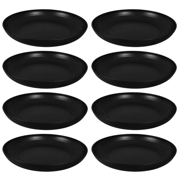 Raindrops Reusable Dinner Plates Black 8Pcs 8.9In Round Unbreakable PP