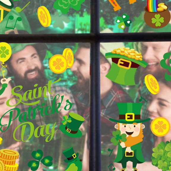 Raindrops 8Set Sticker Static Window Stickers Green PVC for Glass Wall Festive Decoration