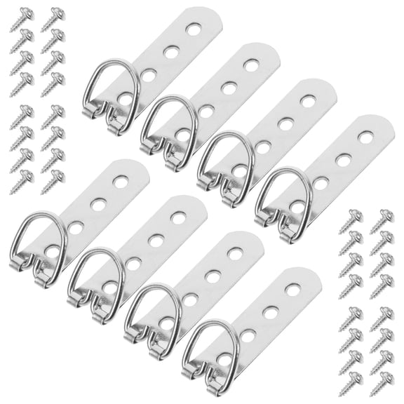 Raindrops 8pcs Heavy Duty D-Ring Picture Hangers With Screws Metal Frame Hanging Hardware For Photo Frames Artwork Mirrors For Home Decor