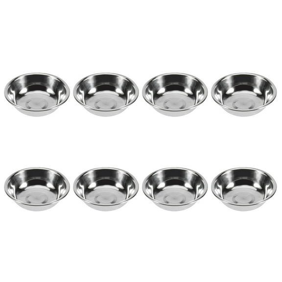 Raindrops 8pcs Stainless Steel Seasoning Dishes Sushi Saucers Small Snack Cups (8in)