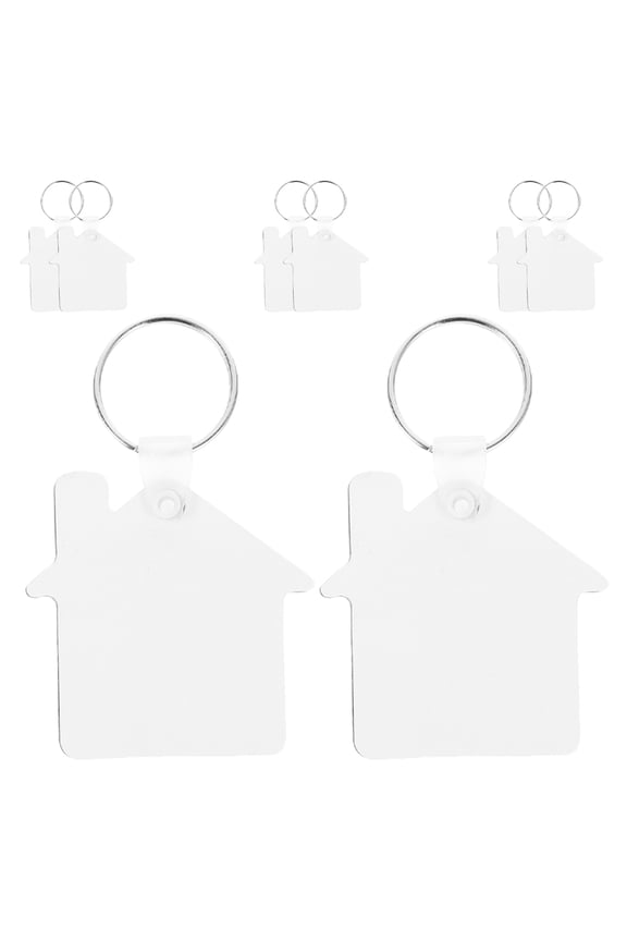 8pcs Unfinished Sublimation Keychain Key Ring House Shaped Blanks for Crafting