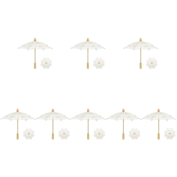 Raindrops 8pcs Wedding Photography Prop Decorative Embroidery Parasol Bride White Lace Umbrella