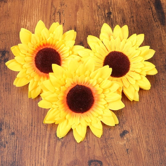 Raindrops 9 Pcs Heads Fake Sunflower Flowers Silk Cloth Sunflower Office 10X10cm Yellow