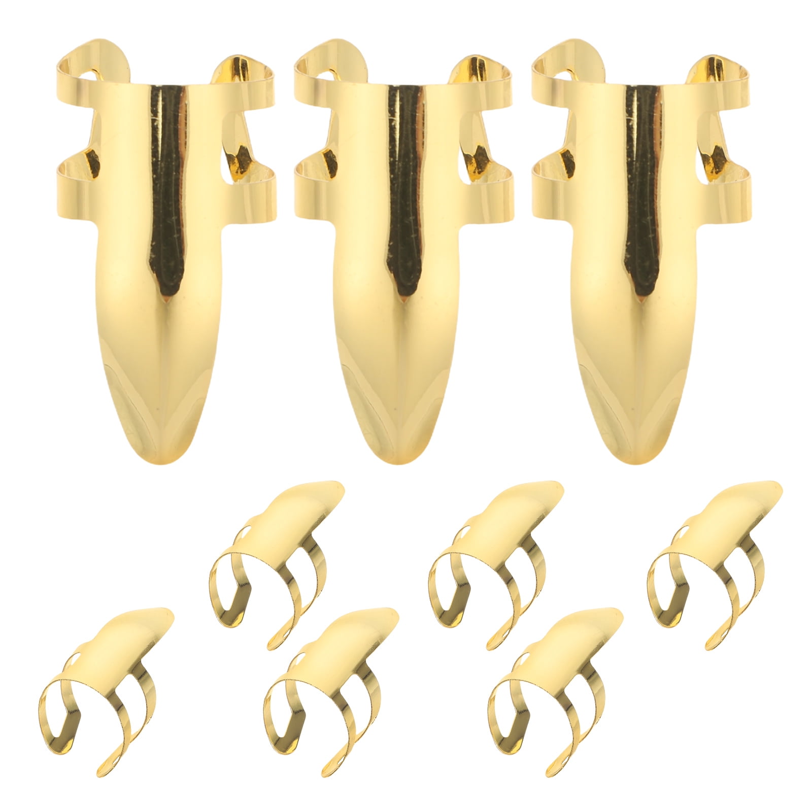 Raindrops 9 Pcs Stainless Steel Finger Picks Adjustable Banjo Pickup Guitar Thumb Electric Heavy Duty Golden