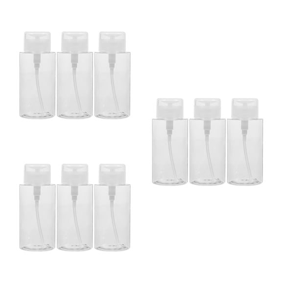 Raindrops 9 pcs  Clear Push Down Pump Dispenser Bottles Plastic Nail Polish Remover Bottles Makeup Remover Liquid Dispenser Bottles