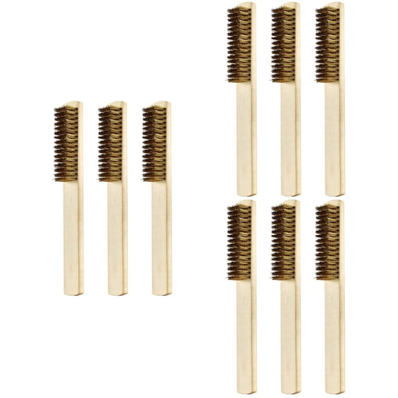 Raindrops 9 pcs Copper Wire Brush Wooden Handle Cleaning Maintenance Tool Dust Removal Tool