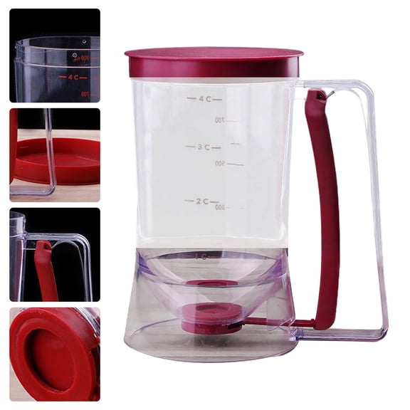 Raindrops Sweet Dispenser Pancake Batter Dispenser Red Food Grade Plastic 1Pcs Pastry Making