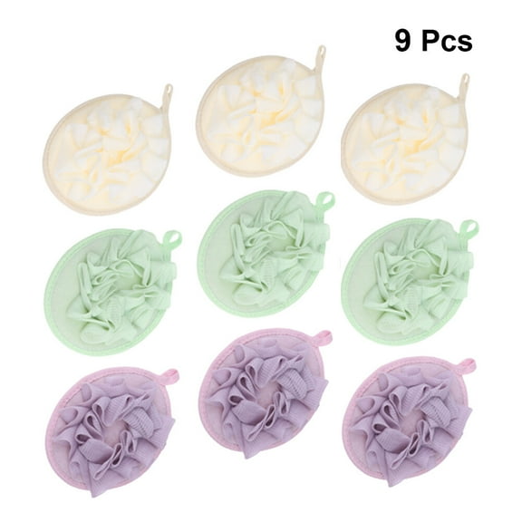 Raindrops 9Pcs Bath Sponge Assorted Color Bathing Accessories Soft Material for Full Body Wash and Skin Care
