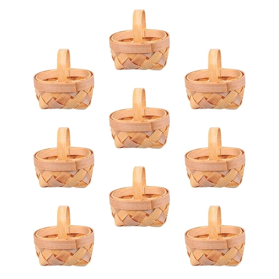 Raindrops 9-Piece Handwoven Mini Khaki Baskets Set with Round Shape for Shelves, Home Decor, and Festival Use