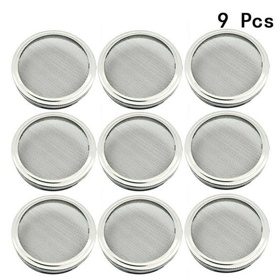 Raindrops 9Pcs Silver Sprouting Lids for Wide Mouth Mason Jars in Kitchen and House for Soaking and Sifting