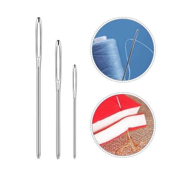 Raindrops 9Pcs Threading Needle for Sewing Seams with Durable Use and Silver Thick Shaft