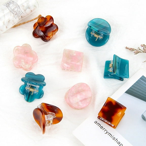 Raindrops Flower Clips Interlocking Teeth Secure Grip Assorted Colors 9Pcs