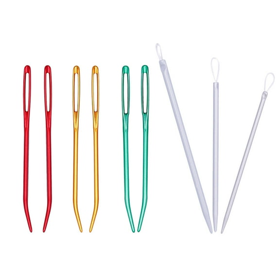 Raindrops 9pcs Threading Apparatus Sewing Needle Inserter Household Threading Tool (3pcs Nylon Thread Rod Needle, 6pcs Large Hole Needle, Random Color)