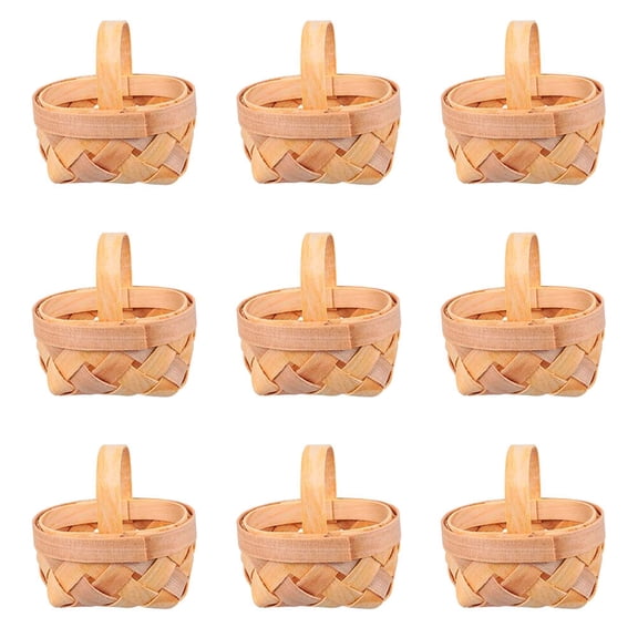 FOMIYES 9-Piece Wooden Woven Storage Baskets in Khaki, for Home Organization and Candy Storage