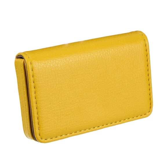 Raindrops Yellow PU Business Card Holder Case with Magnetic Closure Modern Simple Design for Storing Cards 1Pc
