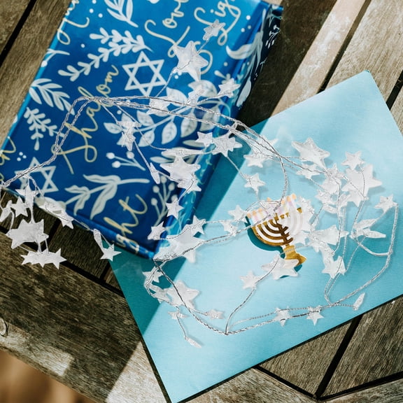 Raindrops Acrylic Clear Beaded Star Garland for Christmas Tree Hanging Decorations and Winter Festive Decor