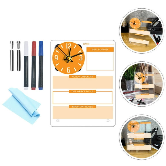 Kitandove Daily Planner Whiteboard Acrylic for Time Management 1Set 7.9X5.9X0.2in