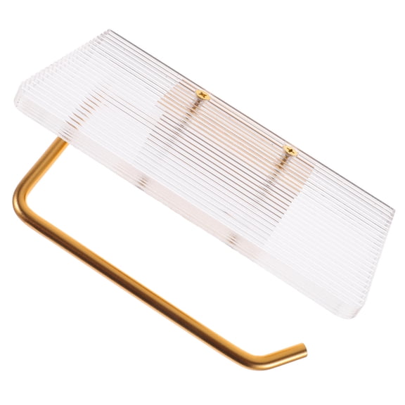 USHOBE Acrylic Golden Toilet Paper Roll Holder with Shelf for Bathroom 1Pcs 6.7x3.9x5.5in