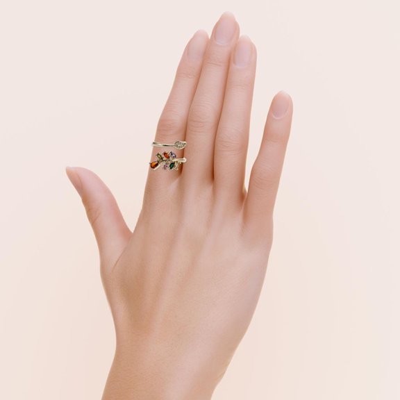 Raindrops Leaf Ring Metal Adjustable Geometric Design Fashion Accessory for Women Formal Events 1Pcs