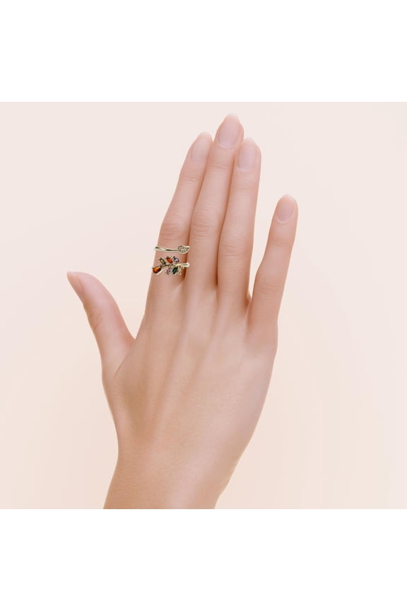 Leaf Ring Metal Adjustable Geometric Design Fashion Accessory for Women Formal Events 1Pcs